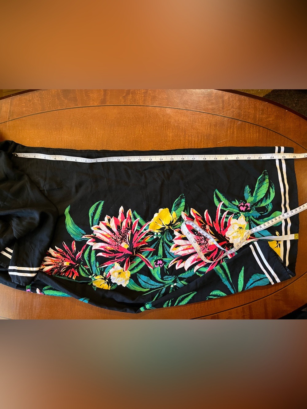 Wide-leg jumpsuit/ romper w/ floral tropical print, smocked bodice. Relaxed. 3X - Picture 6 of 6